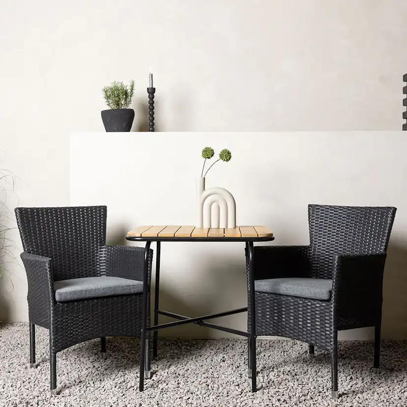 Cafégrupp Venture Home Holmbeck Bord med 2 Malina Trädgårdsstolar Utomhus