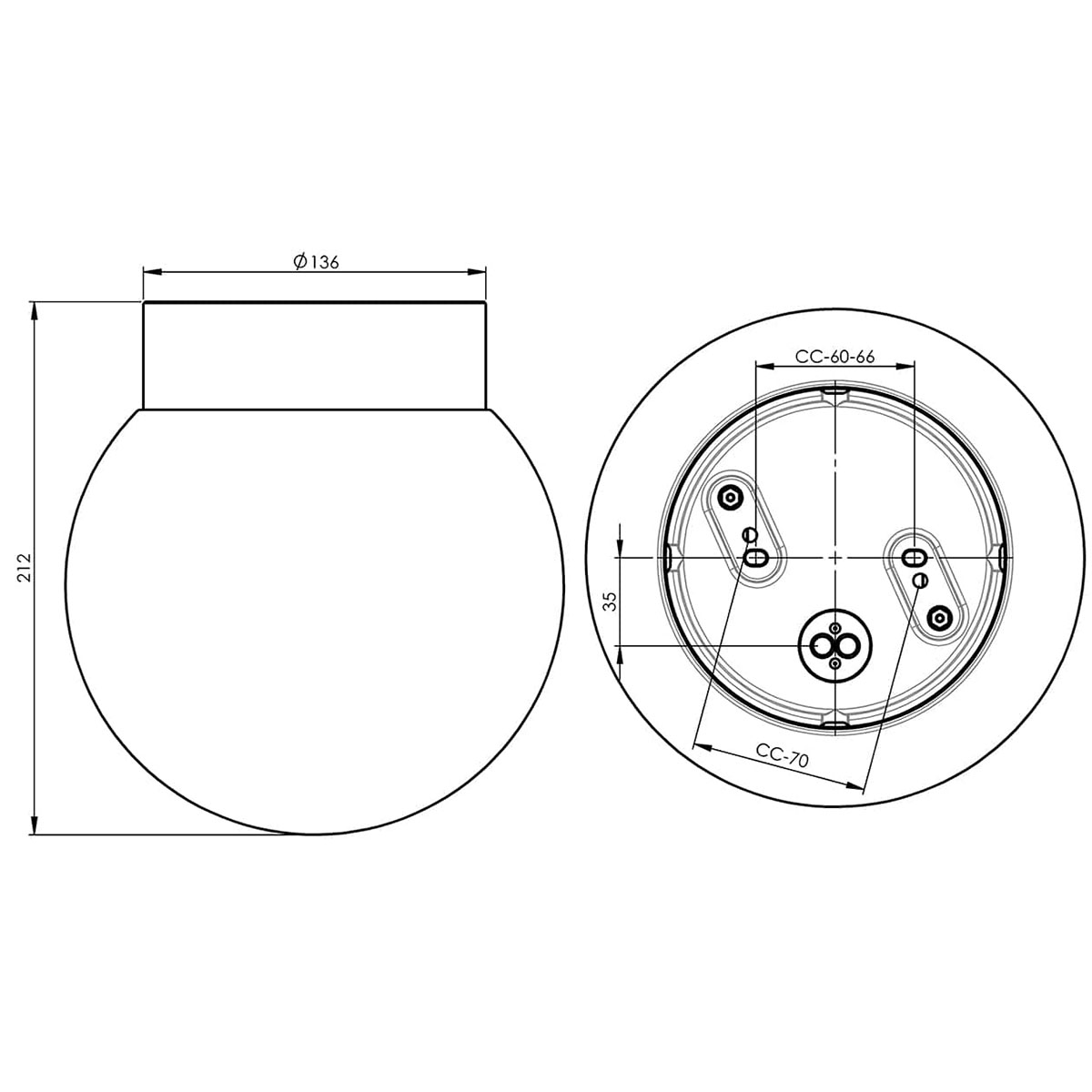 Vägg-/Taklampa Ifö Electric Classic Glob 200 Matt Rak IP44 LED