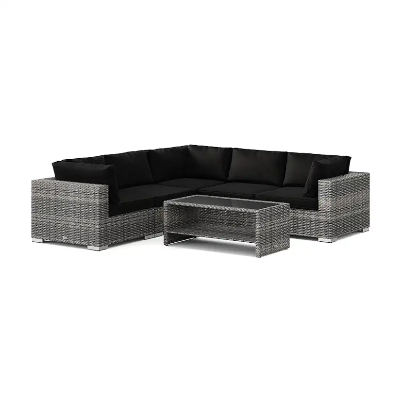 Loungegrupp Comfort Garden Bahamas utomhus hörnsoffa 5-sits vändbar och bord med hylla