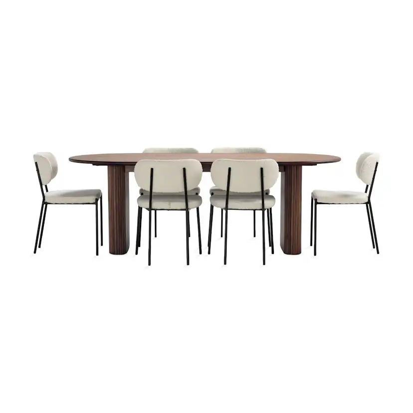 Matgrupp Bark Noira Matbord 220 cm med 6Gemmanio Matstol