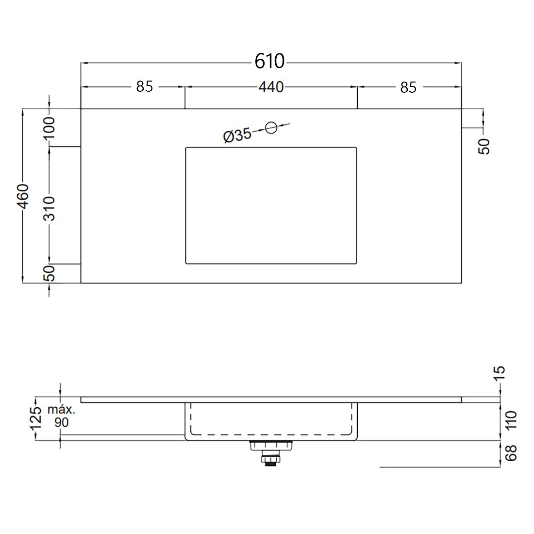 Tvättställ Solid Surface Tenfors Flow Solid Surface