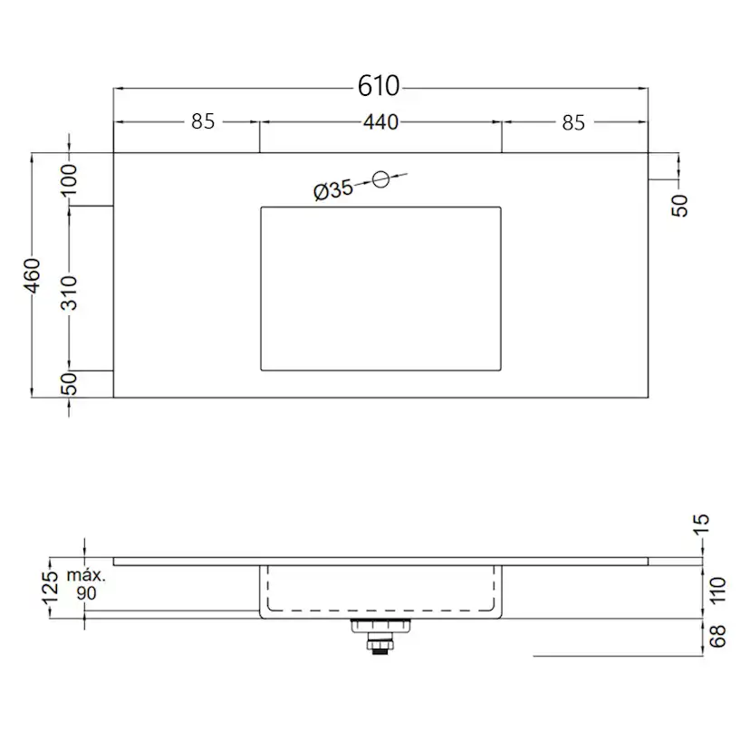Tvättställ Solid Surface Tenfors Flow Solid Surface