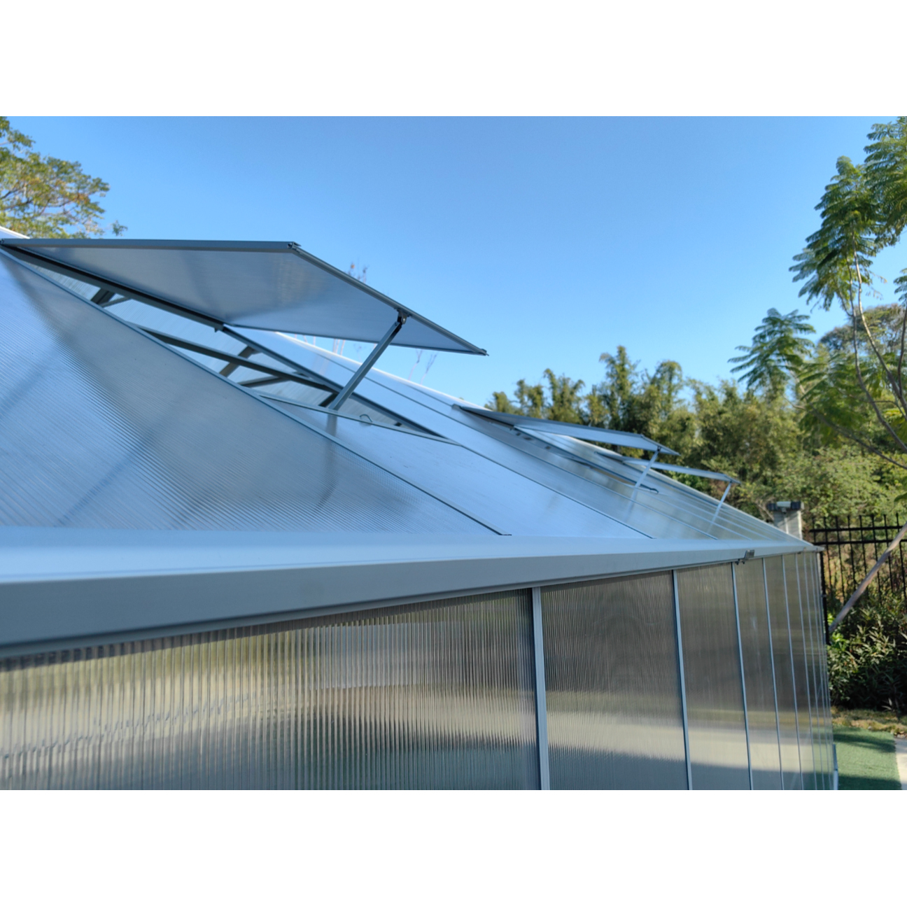 Växthus 18m² Premium | Extra hög takhöjd | 6mm kanalplast Aluminium