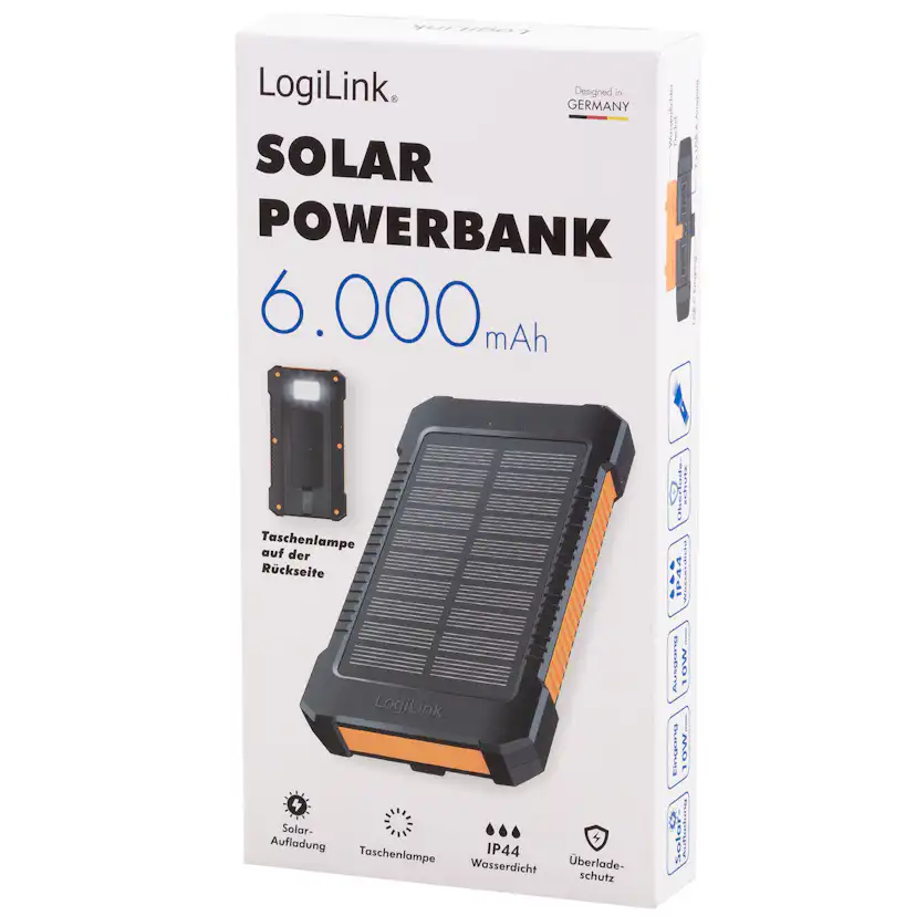Solcells-Powerbank LogiLink 6000mAh 2xUSB-A 10W