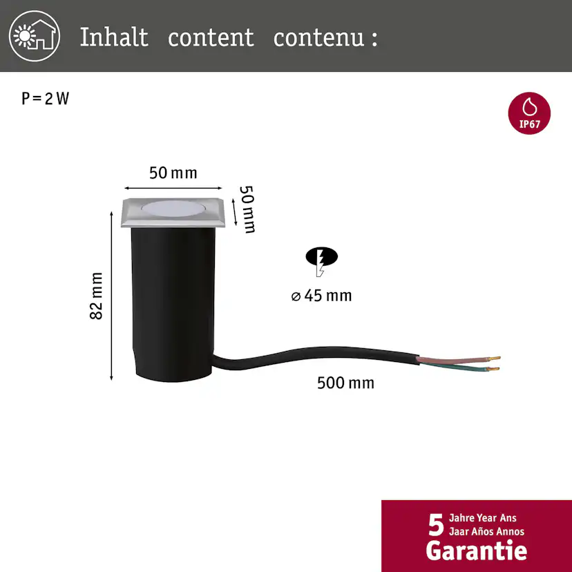 LED Infälld Markbelysning Paulmann House Kvadrat IP67 230V