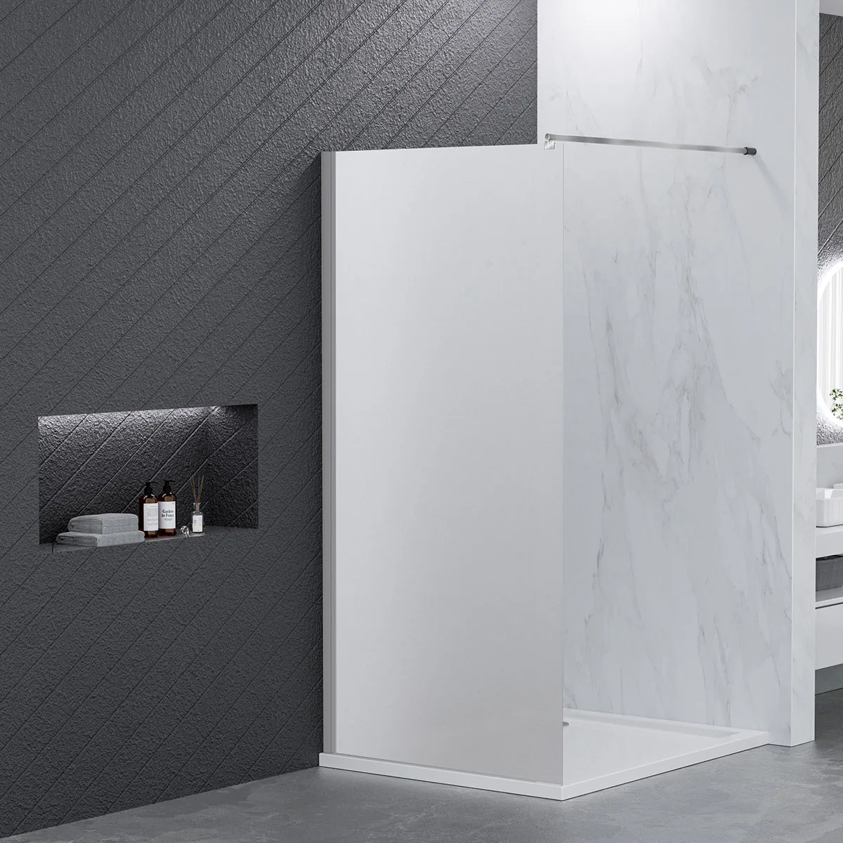 NORTIQ BRUSEVÆG - 80X190 CM. FROSTET Frostat Glas, Profilfärg: Aluminium, Bredd: 800 mm