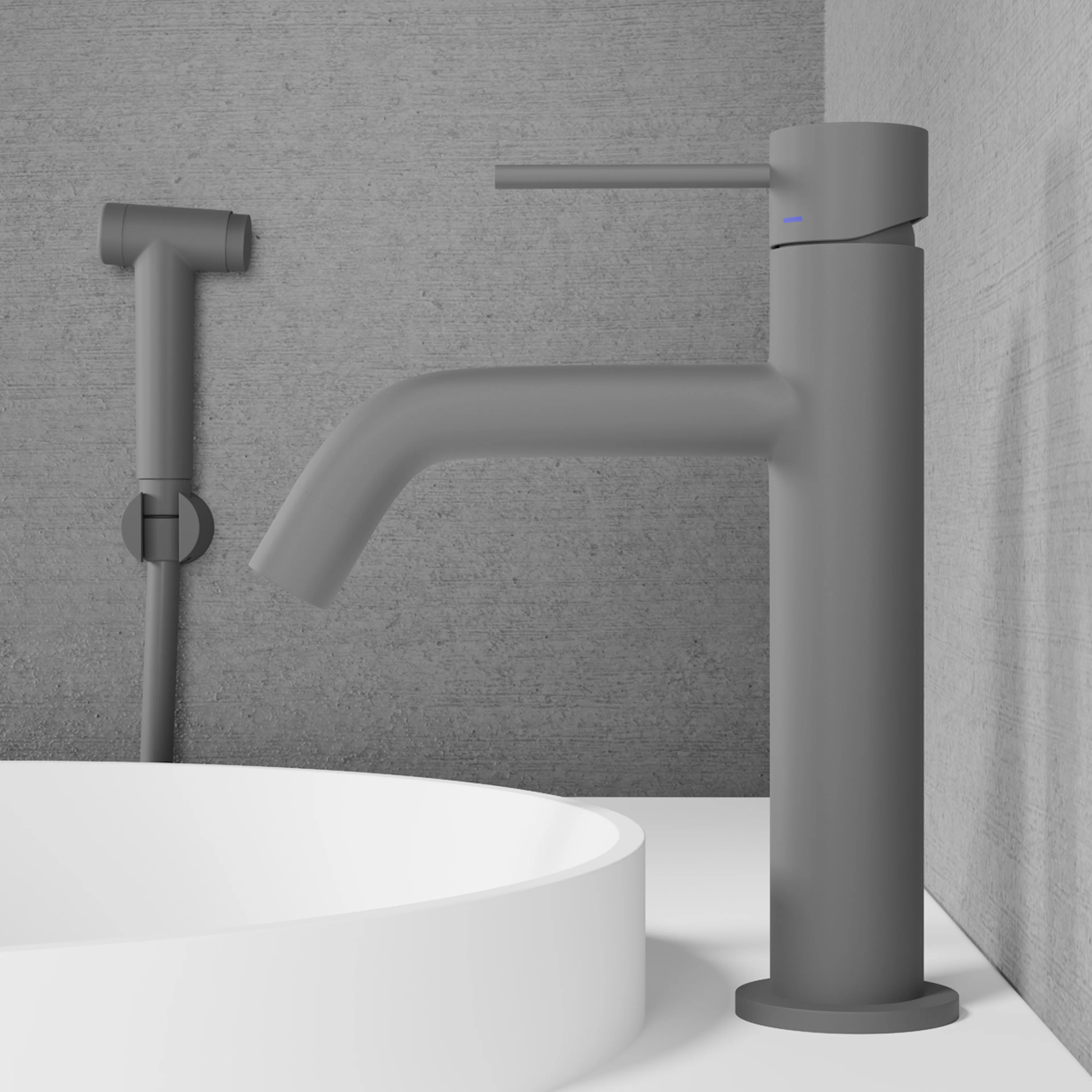 Tvättställsblandare Scandtap Steel Voyage Medium med Sidodusch