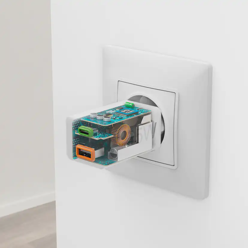 Laddare HAMA 1x USB-C 1x USB-A GaN 45W Vit