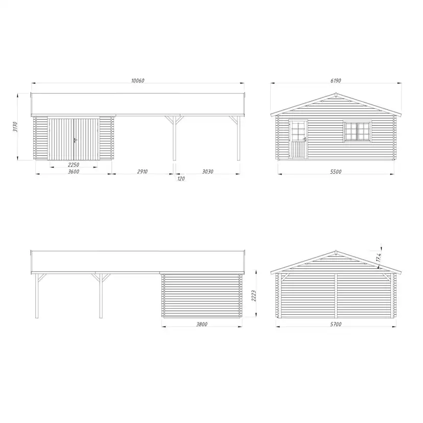 Roger 19,0+33,2 m2 with wooden gate BNDIP Impregnerad brun