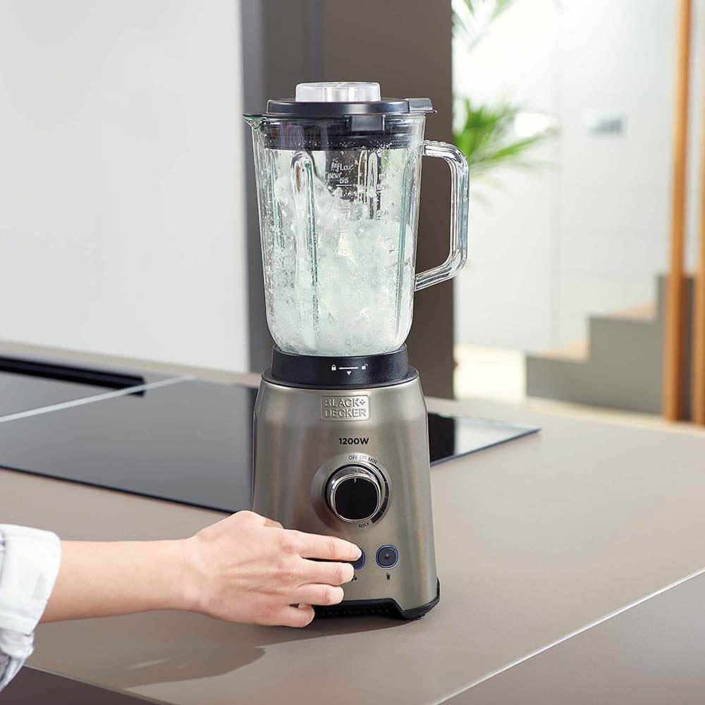 Blender Black+Decker 1,5L Borstat Stål 1200W med Turbofunktion & Justerbara Hastigheter