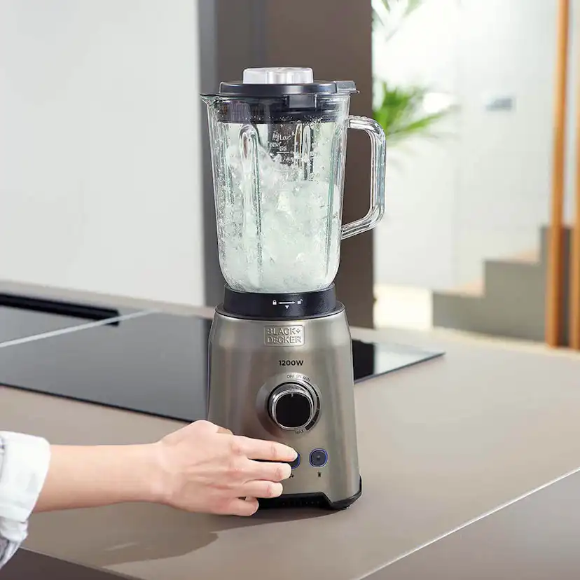 Blender Black+Decker 1,5L Borstat Stål 1200W med Turbofunktion & Justerbara Hastigheter