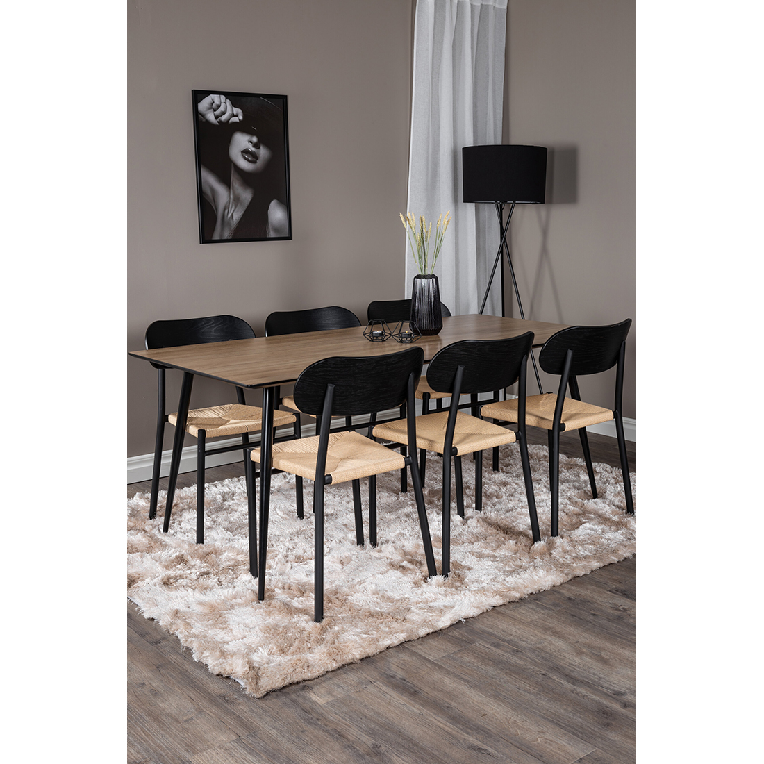 Matgrupp Venture Home Polly Ø120 cm med 6st Silar Matstolar