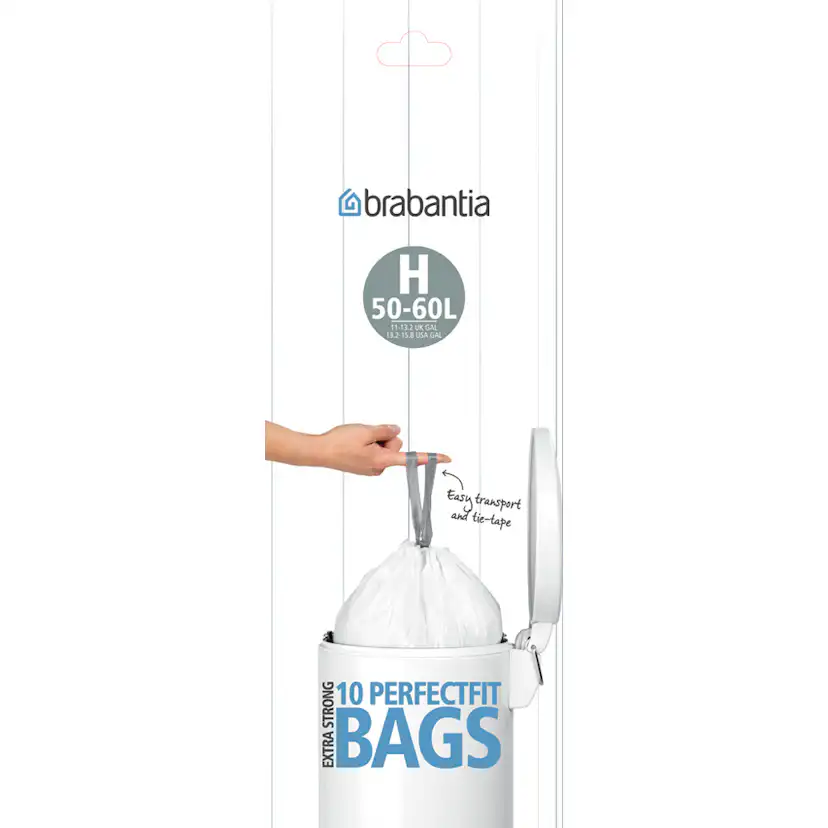 Avfallspåsar Brabantia 40/50/60L Vit Plastpåse med Knytband