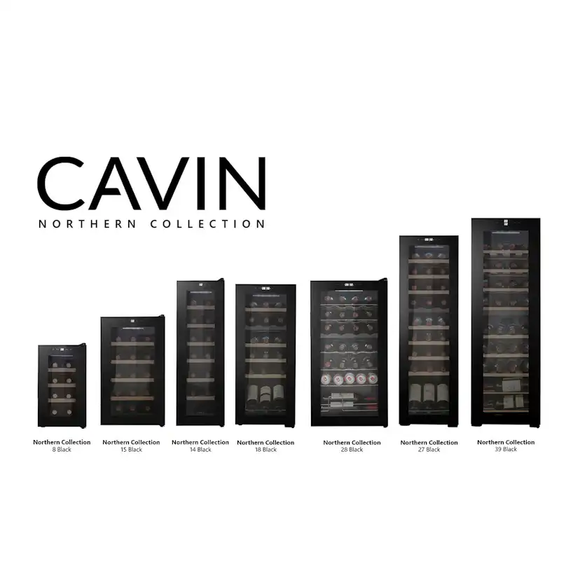 Vinkyl Cavin Northern Collection 8 Svart Fristående med Glasdörr