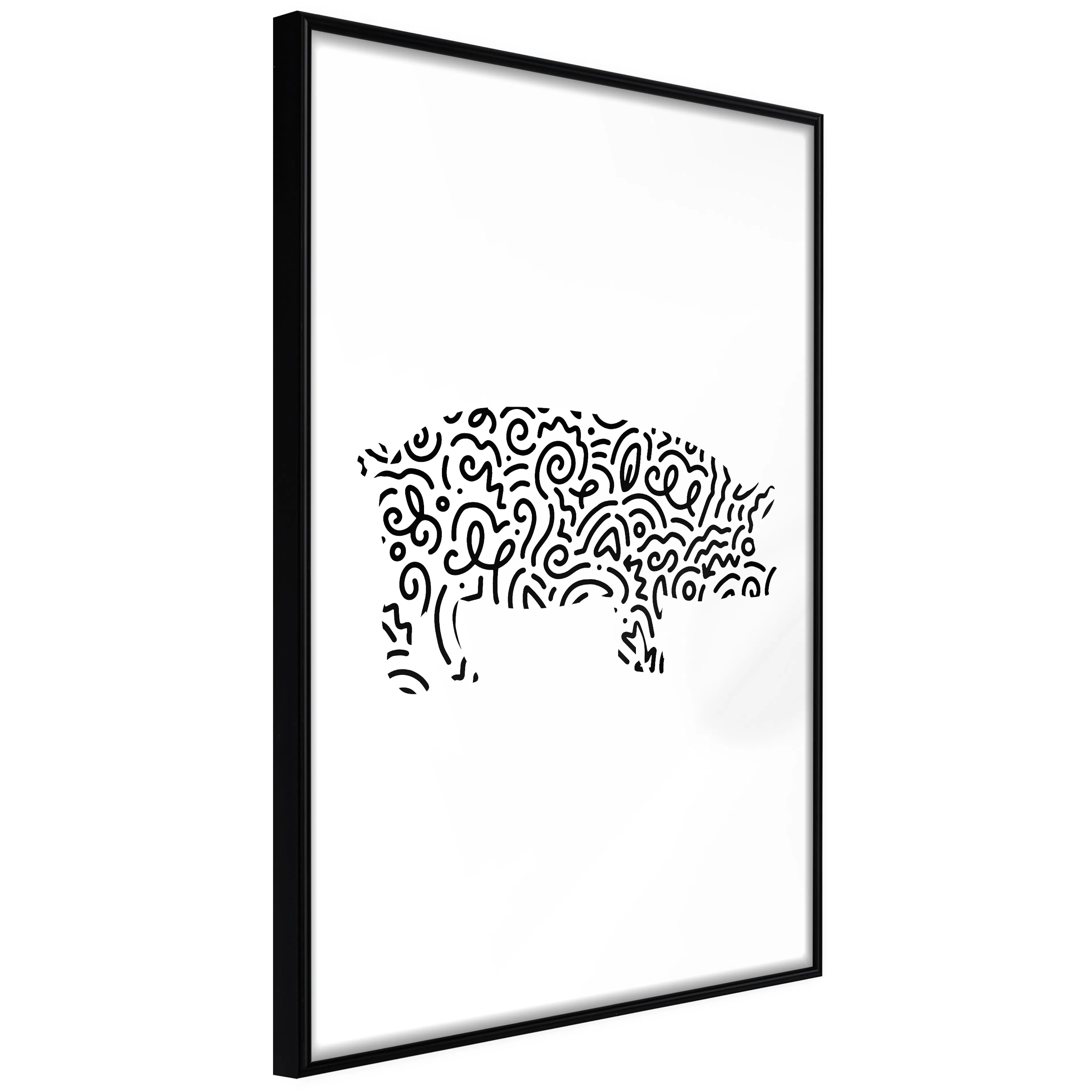 Affisch - Black and White Piggy [Poster] 30x45 Svart ram, 30x45 cm