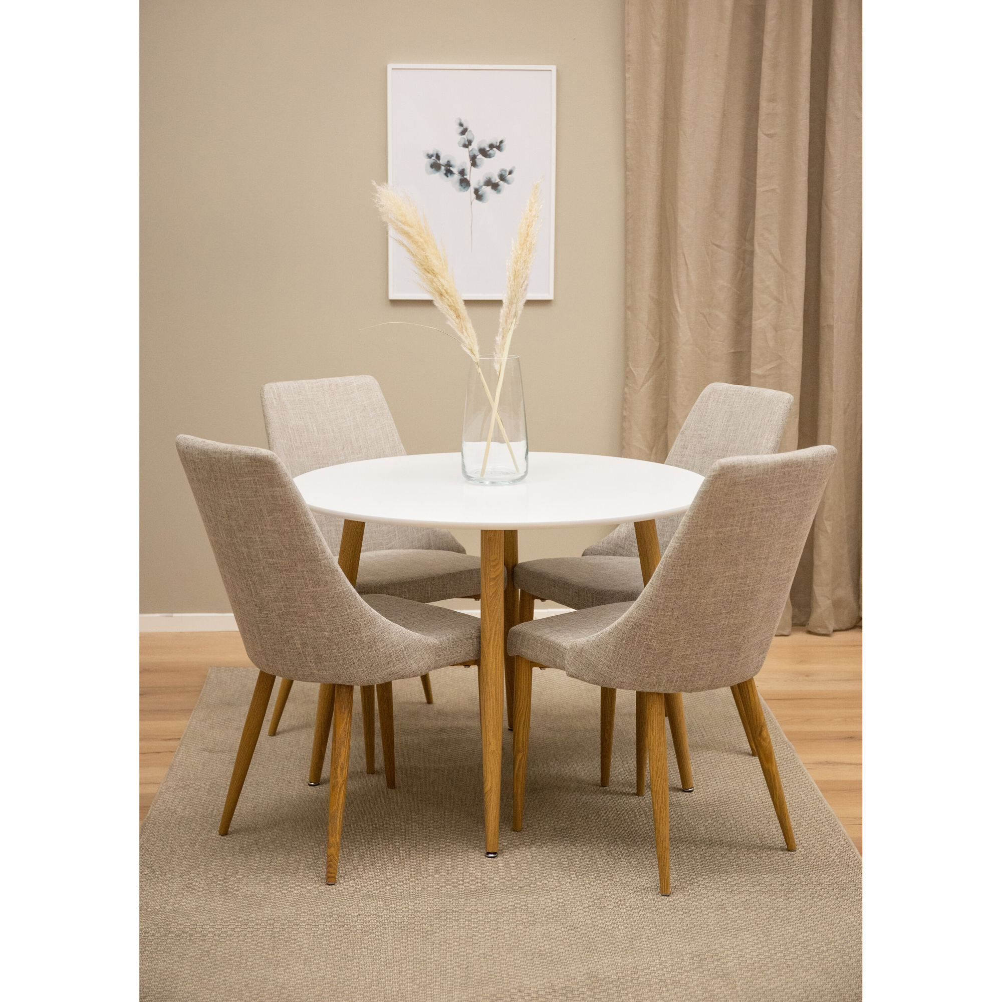Plaza Runt Matbord - Ek-Look / Vit - ø100*H75 Vit