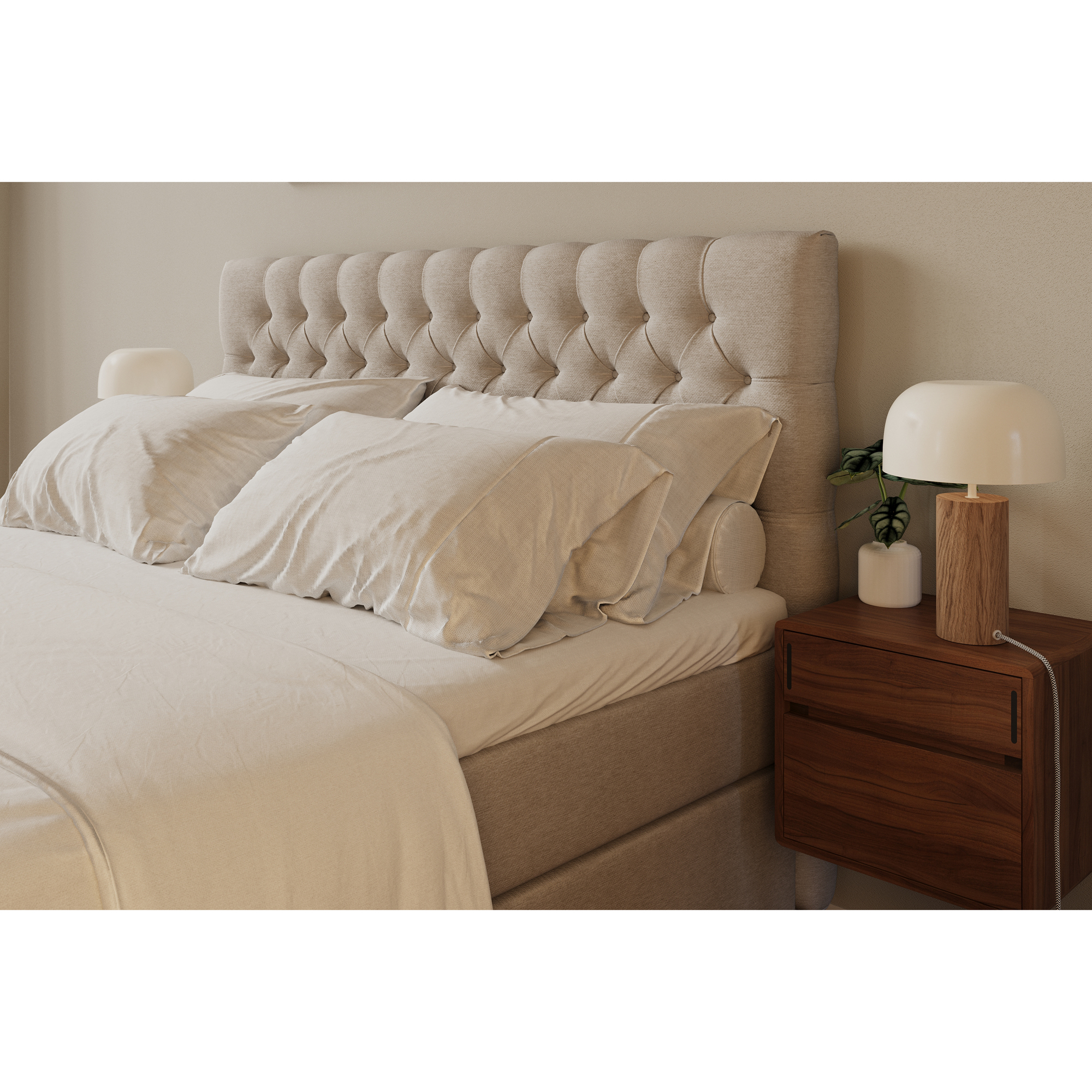 Hilton Lyx Komplett Sängpaket 180x200 cm Kontinentalsäng med Ljusbeige