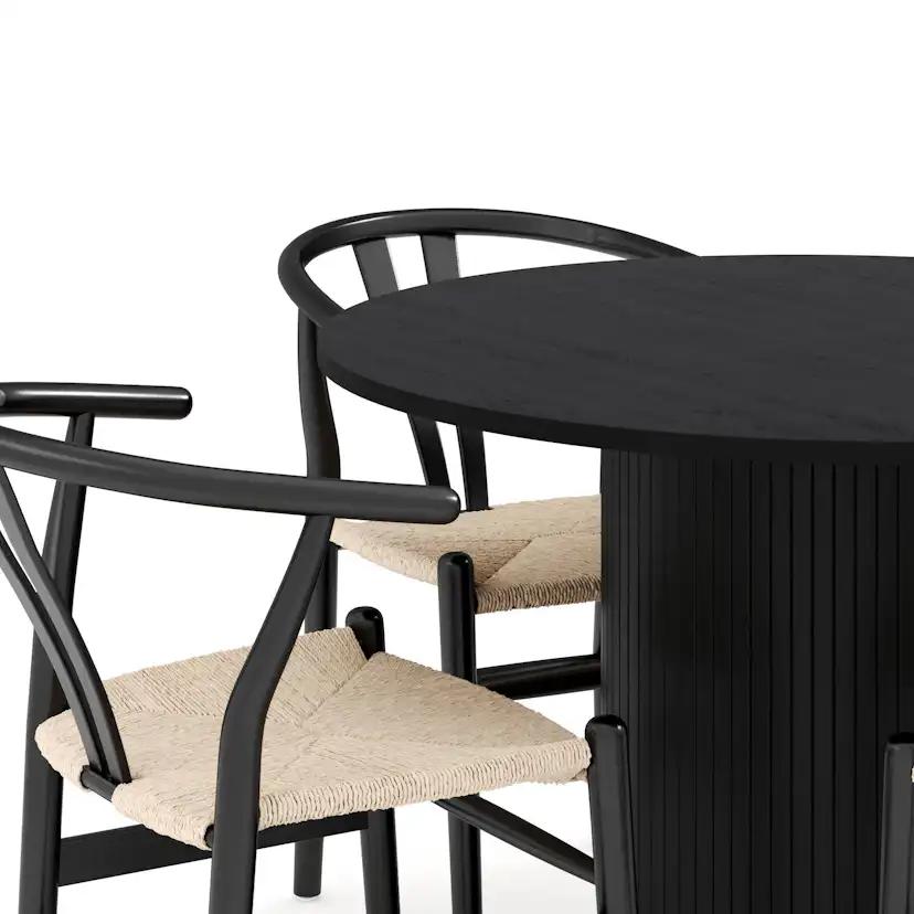 Matgrupp Bark Kopparbo Runt Matbord 106 cm med 4 Dastoori Matstol