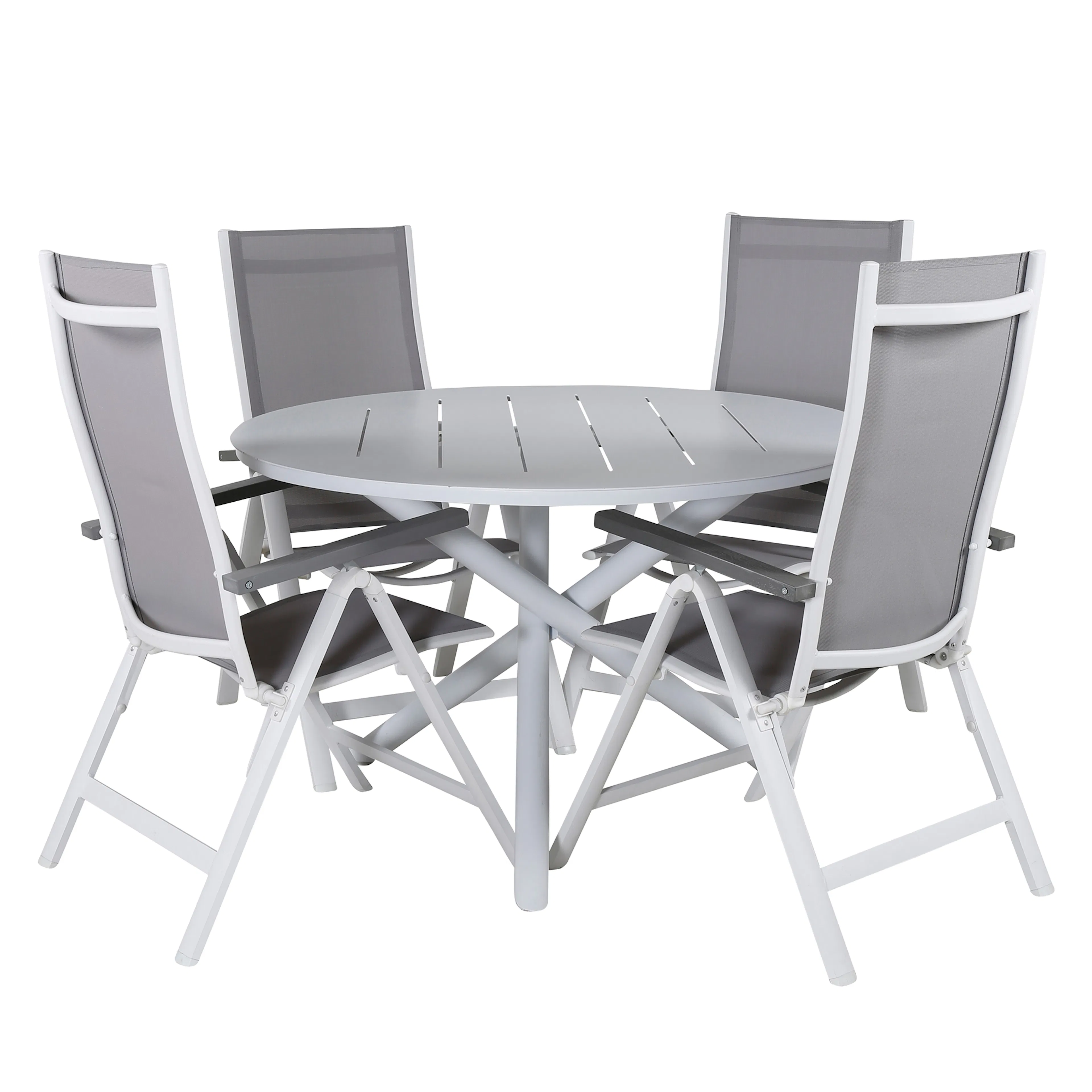 Alma Dining Table - White Alu - ø120cm+Albany Light 5-pos wh Vit