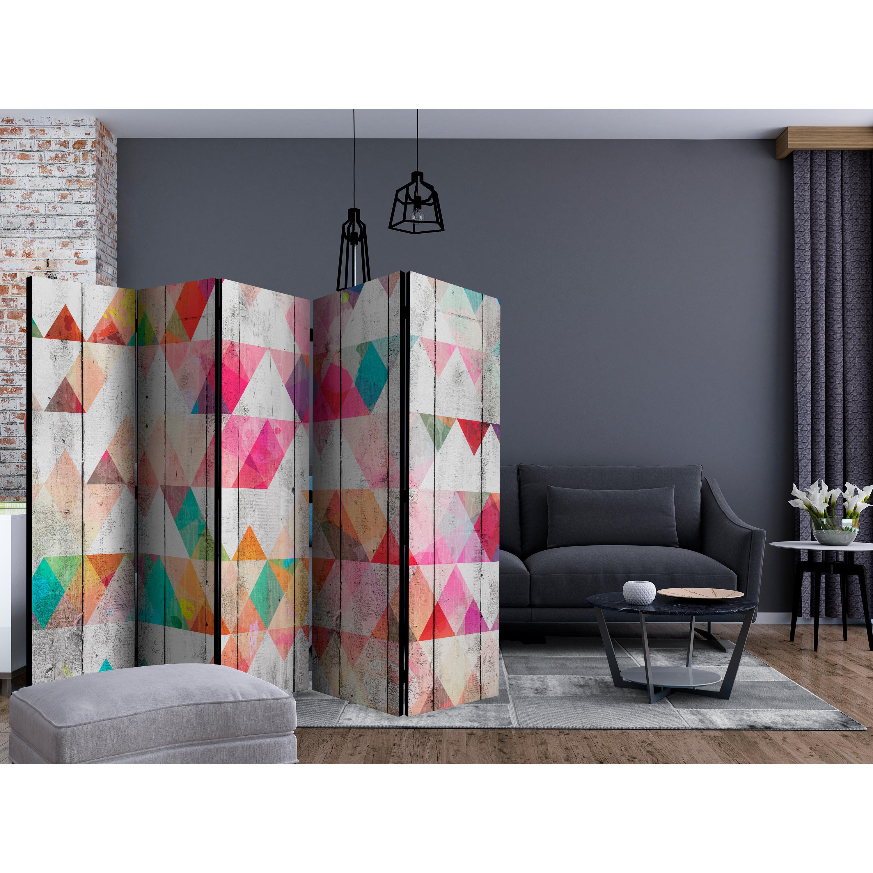 Rumsavdelare Skärmvägg Arkiio Rainbow Triangles II 225x172 cm