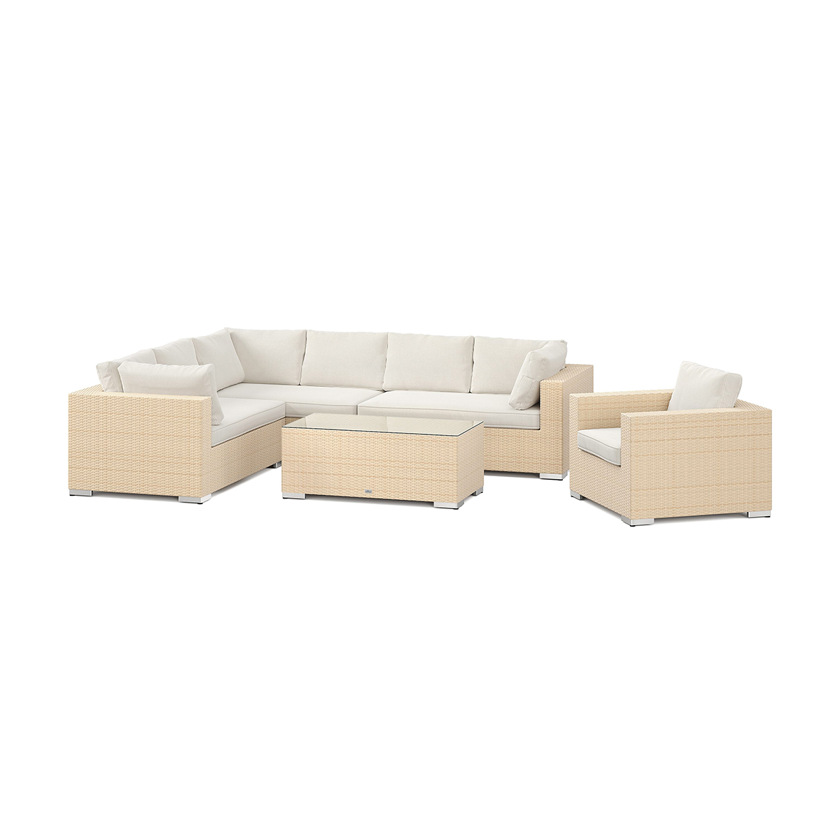 Loungegrupp Comfort Garden Bahamas utomhus L-soffa höger 7-sits med fåtölj och bord
