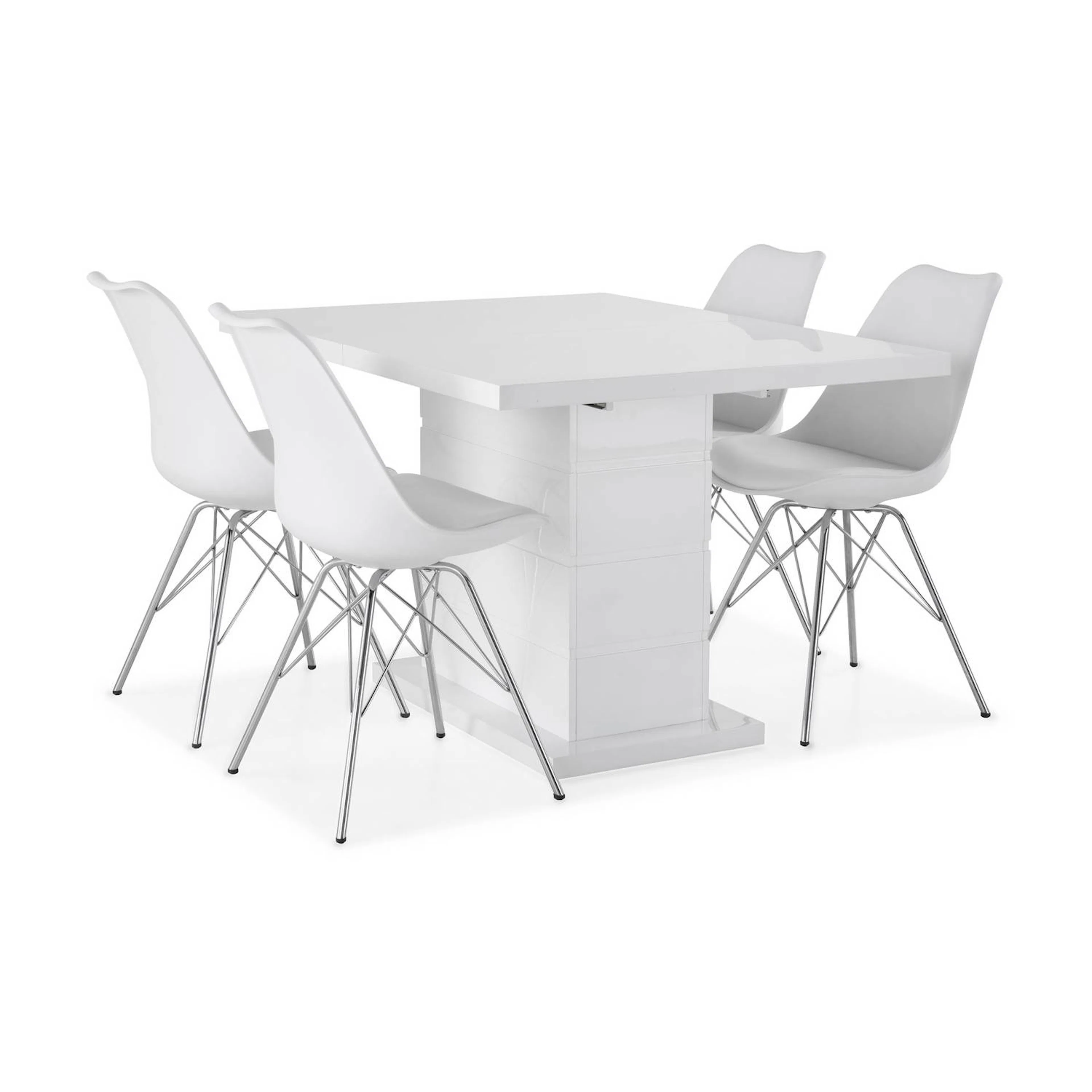 Matgrupp Concept 55 Ratliff Rektangulärt Matbord 120-160 cm Förlängningsbart med 4 Shell Matstol