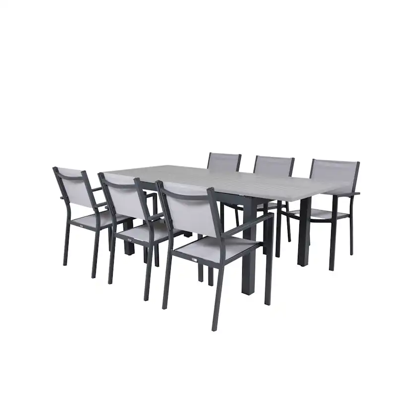 Matgrupp Venture Home Aleyna 160/240 med 6 Copacabana Karmstolar