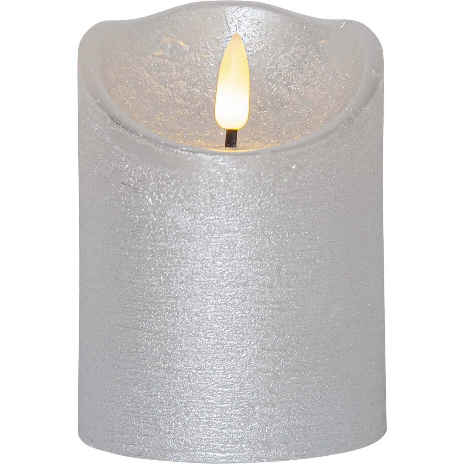 LED Blockljus Flamme Rustic Silver, Höjd: 100 mm