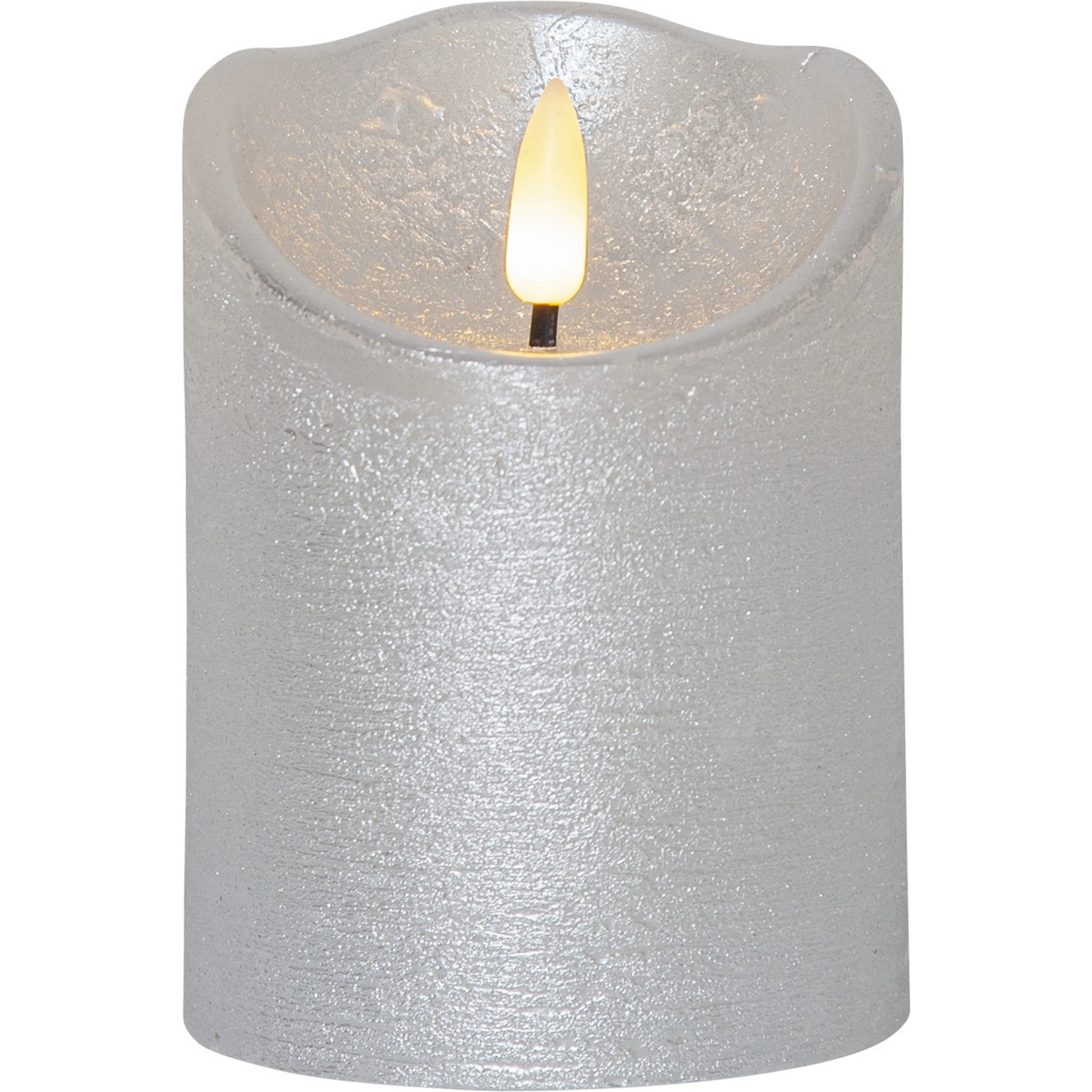 LED Blockljus Flamme Rustic Silver, Höjd: 100 mm