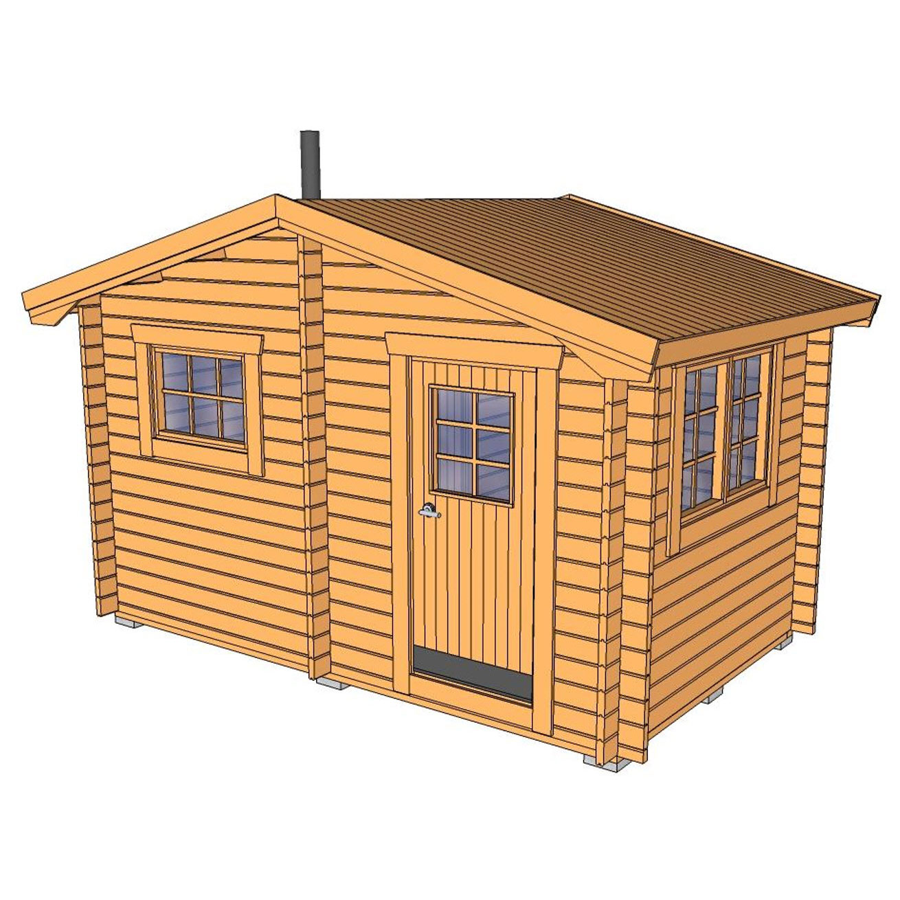 Bastu Baseco Laisa 10 m² Fristående Bastuhus med Sadeltak & 2-glas Fönster