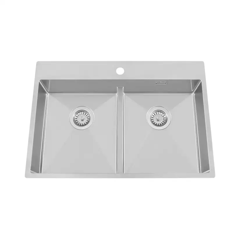 Diskho Nordic Tech Radius 80 KBX Rostfri Dubbel med Korgventil & Vattenlås