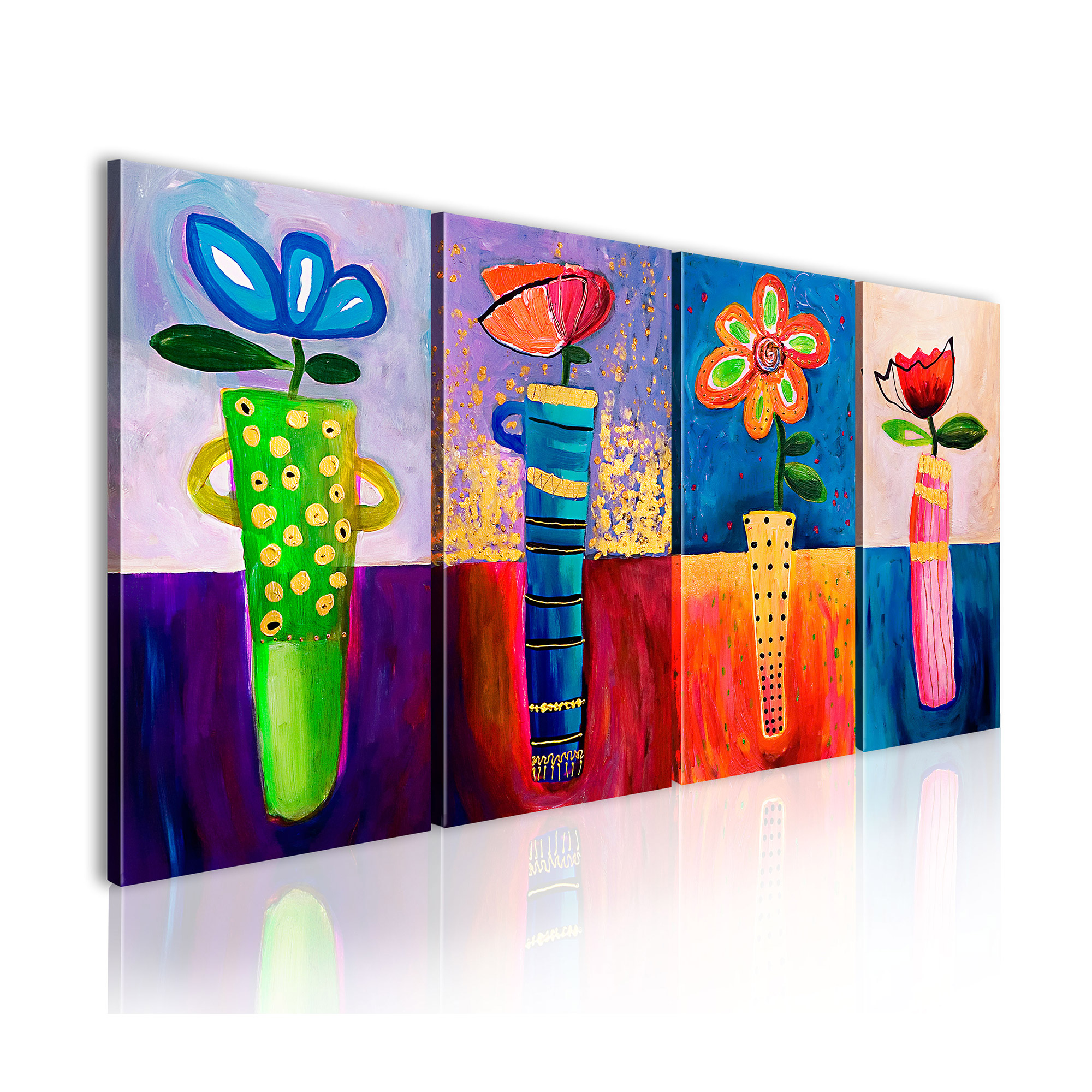 Handmålad Tavla Arkiio  Regnbågsblommor 120x60