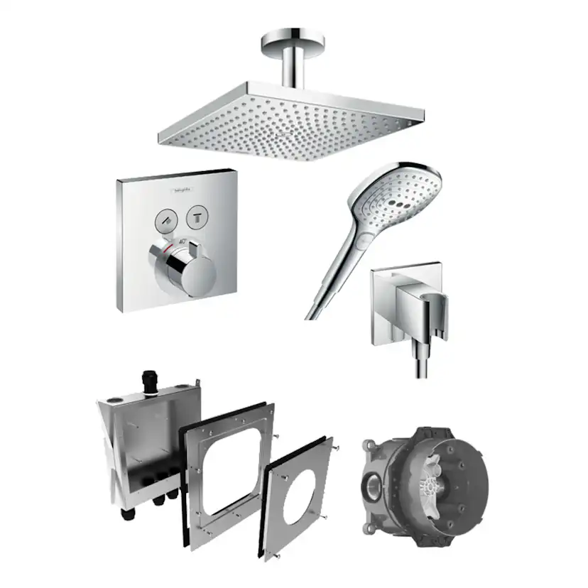 Inbyggnadspaket Dusch Hansgrohe Raindance E Select Takdusch: Takanslutning