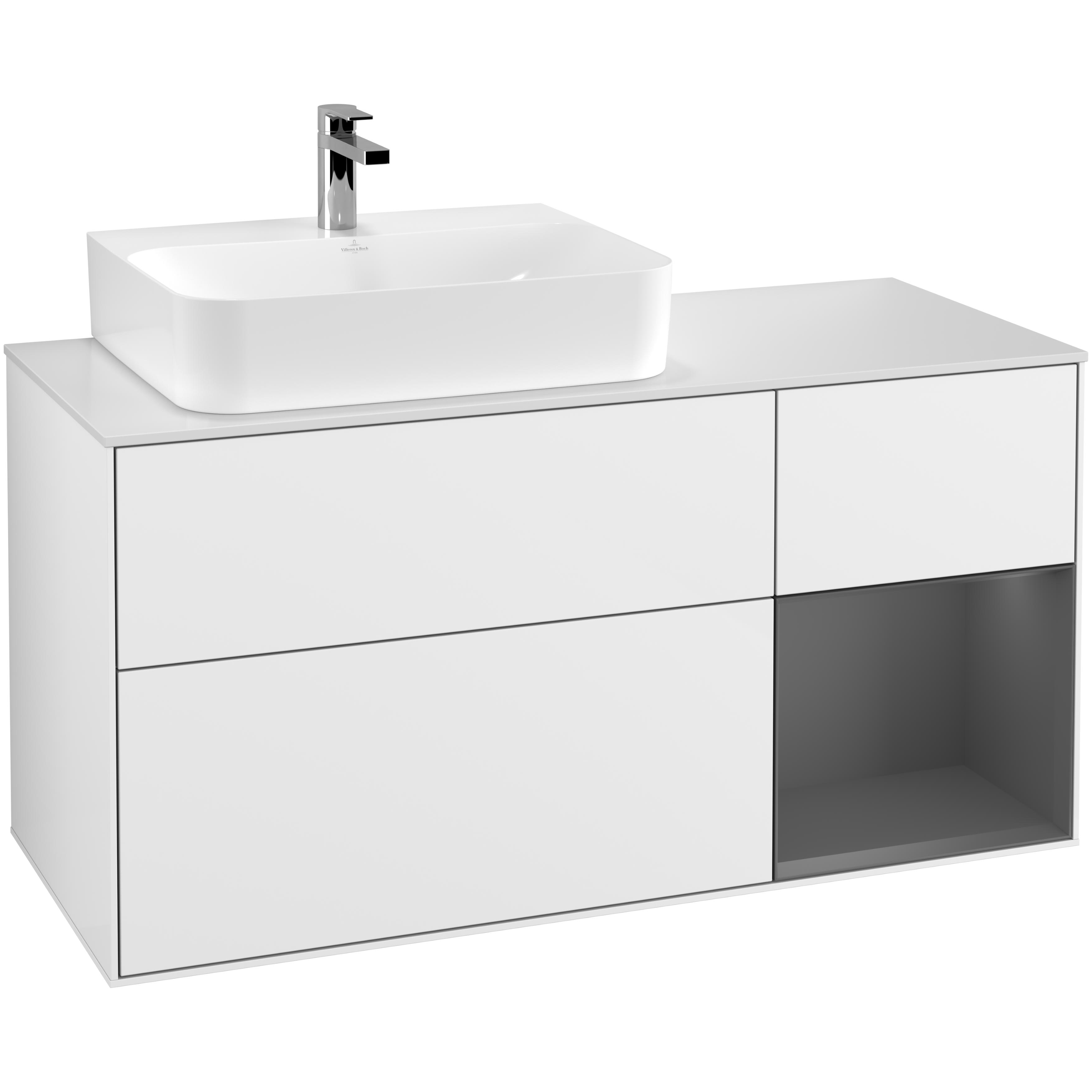 Tvättställsskåp Villeroy & Boch Finion med 3 Lådor Hylla och Bänkskiva för Ocentrerat Tvättställ