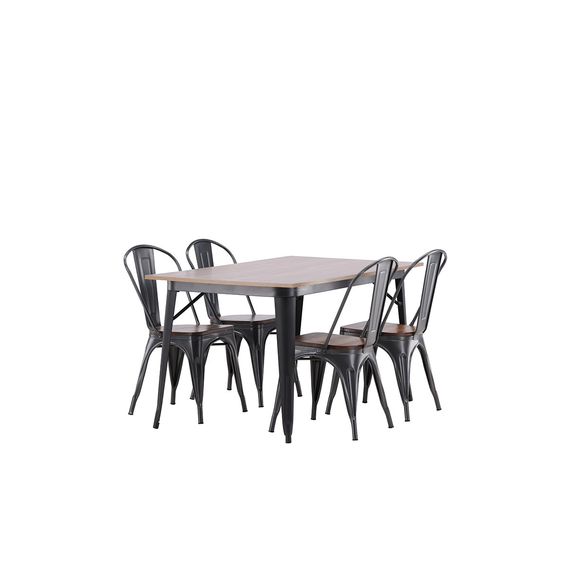 Tempe Dining Table - Black / Walnut MDF +Tempe Dining Chair Mörkgrå/Ek