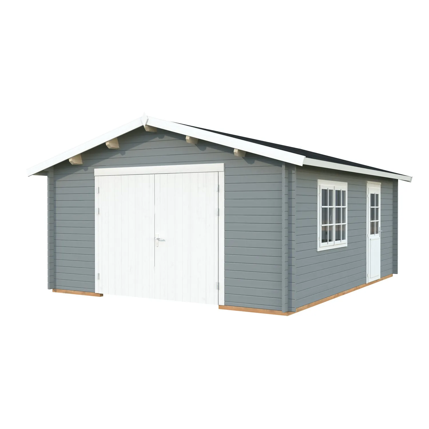 Roger 23,9 m2 mit Holztor PNT7042W2 Ljusgrå/Vit