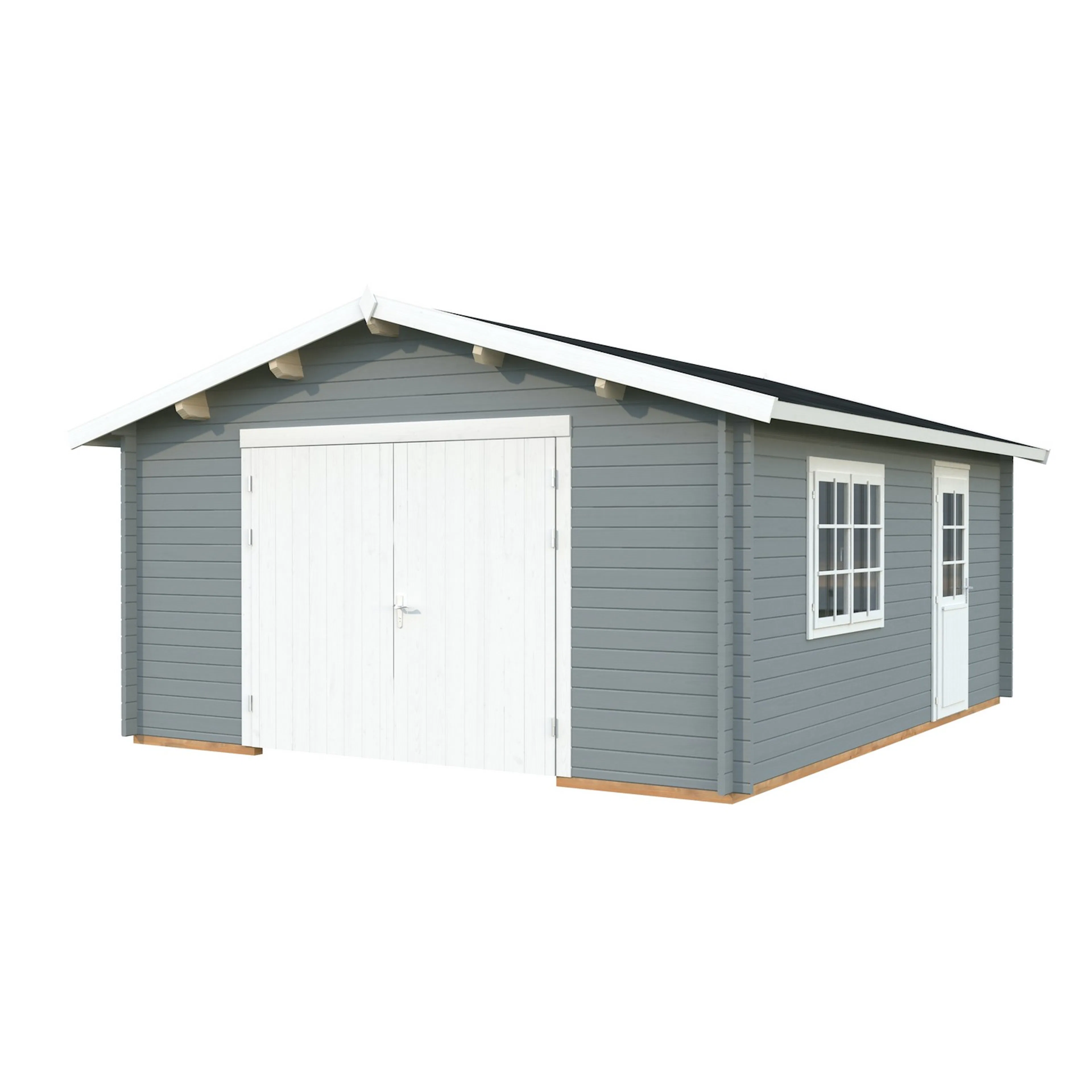 Roger 23,9 m2 mit Holztor PNT7042W2 Ljusgrå/Vit