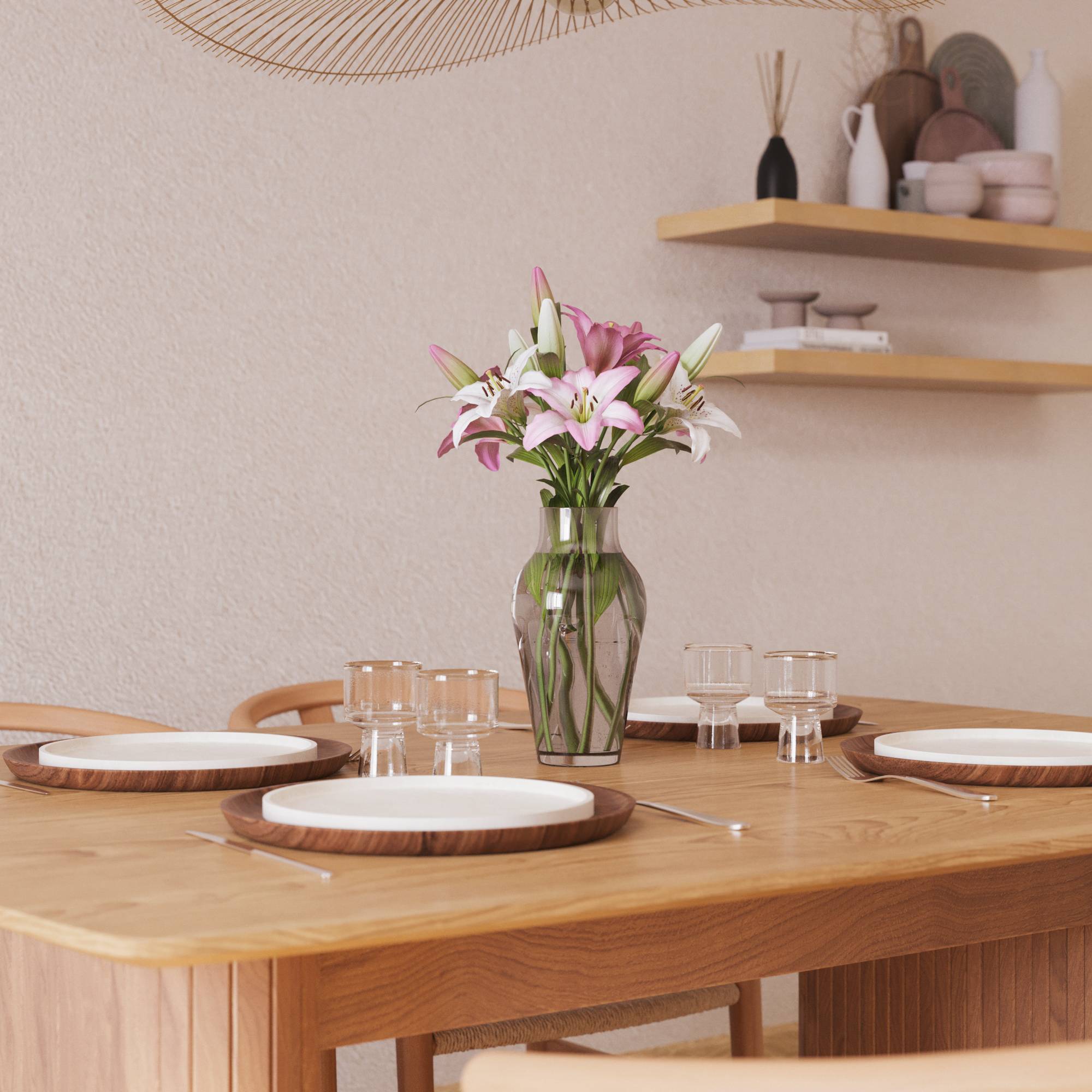 Matgrupp Bark Nixrai Rektangulärt Matbord 140 cm med 4Datoori Matstol