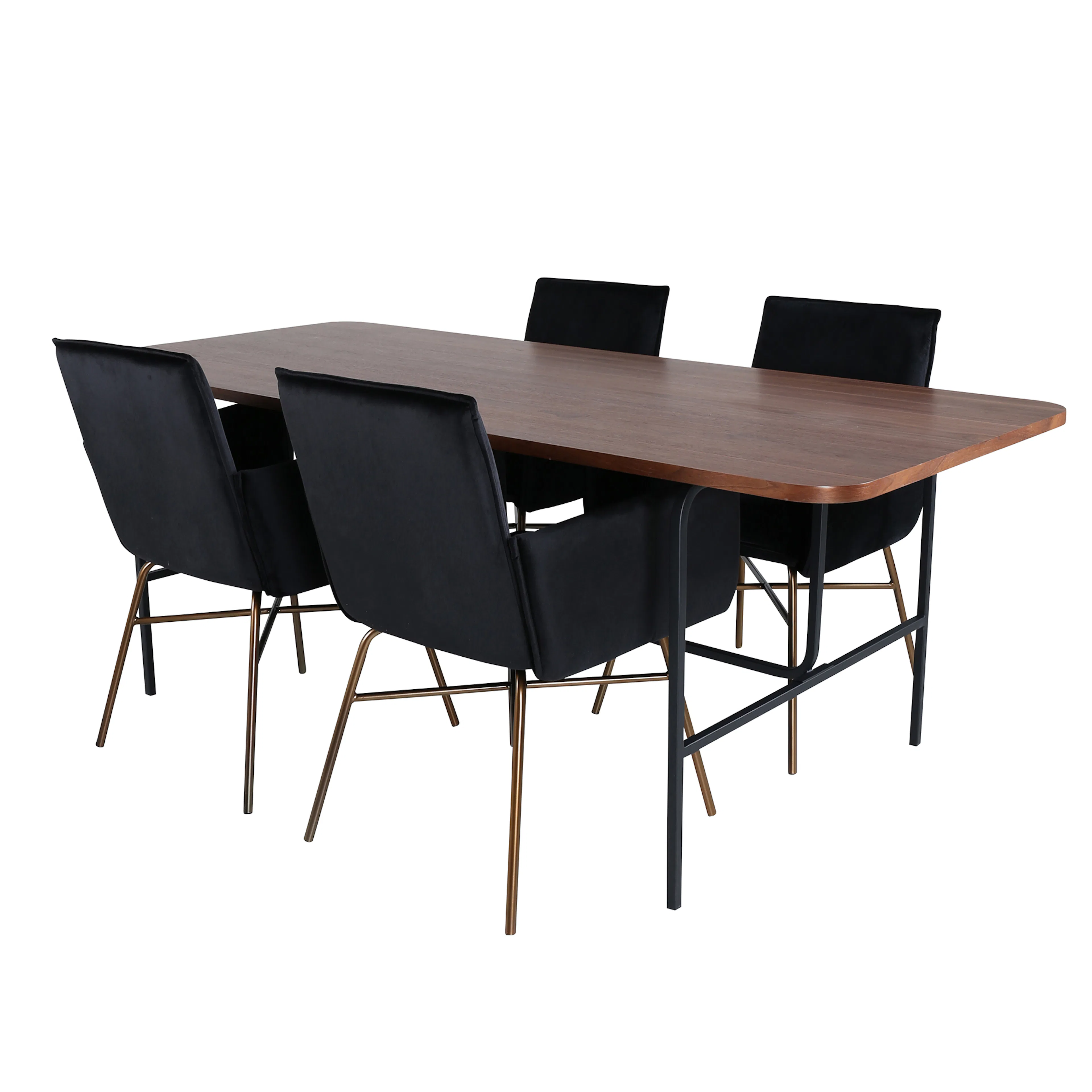 Uno Dining Table - Black / Walnut Veneer+Pippi Chair - Distr Valnöt