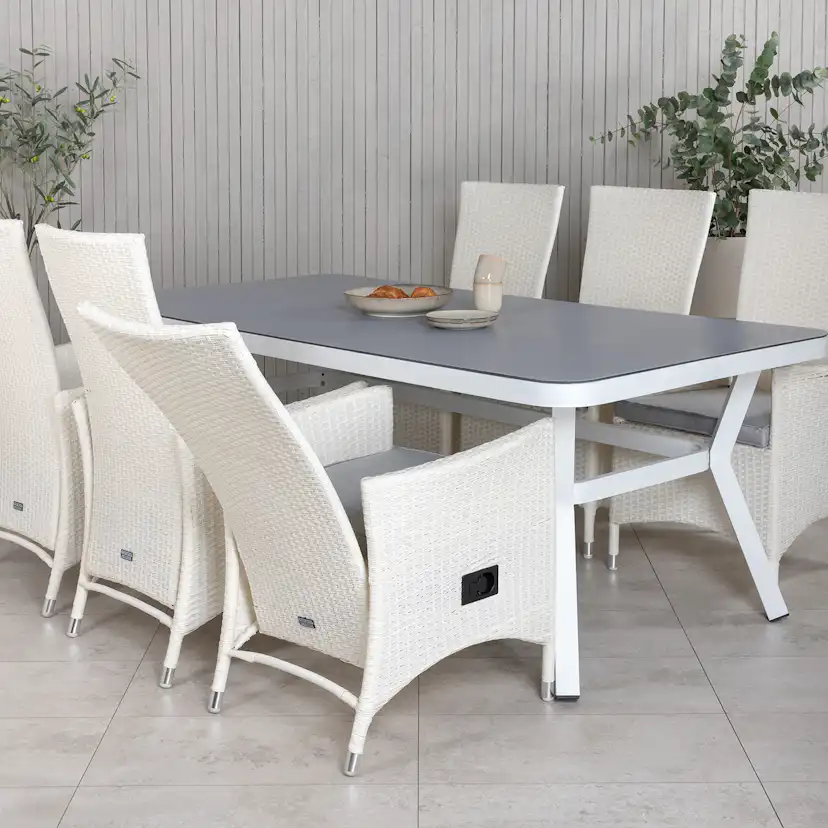 Matgrupp Venture Home Virya 160x90 cm med 6 Padova Reclinerfåtöljer