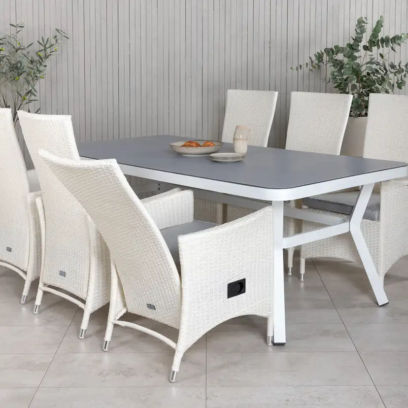 Matgrupp Utomhus Venture Home Virya 160x90 cm med 6 Padova ReclinerUtefåtöljer