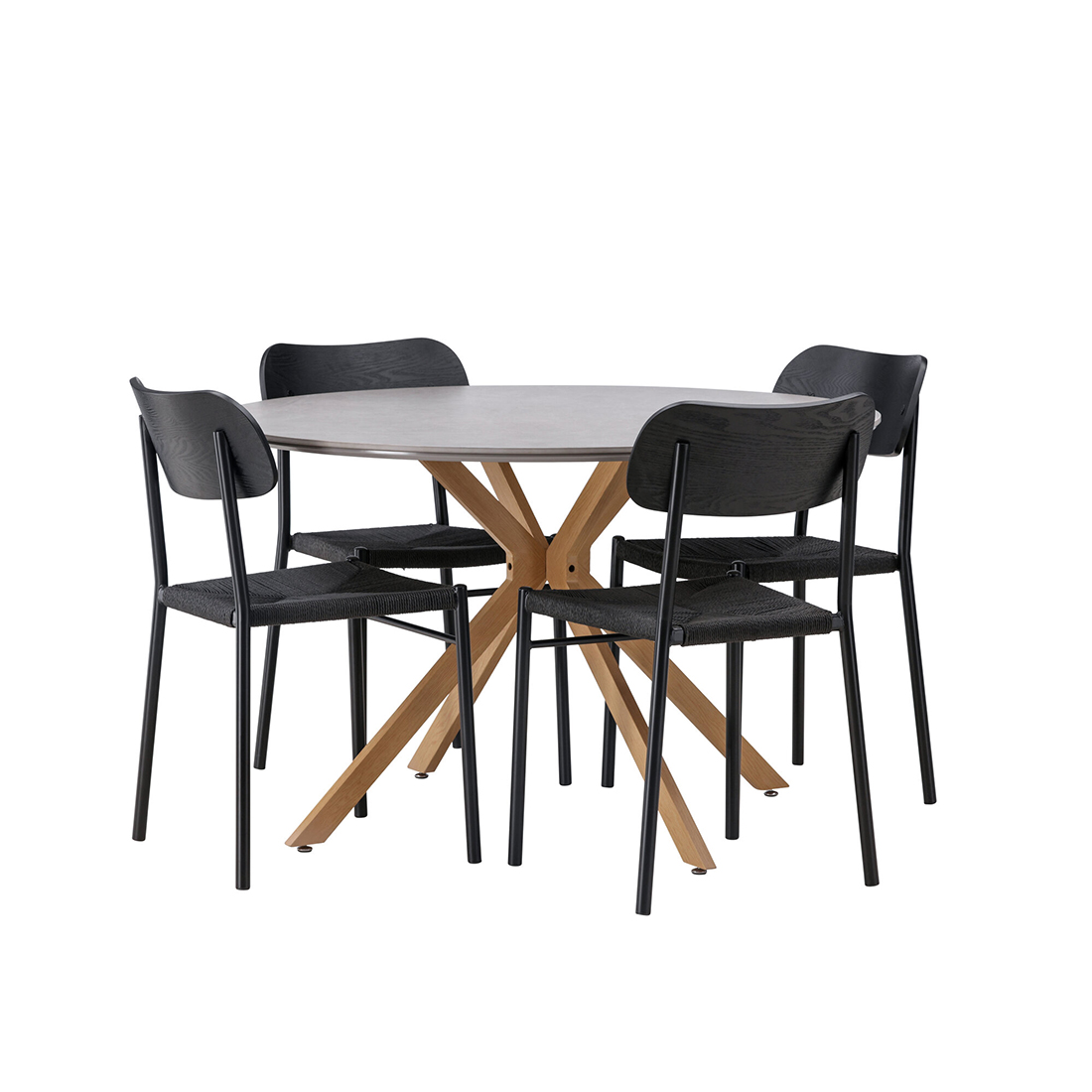 Matgrupp Venture Home Piazza Ø120 cm med 4st Polly Matstolar