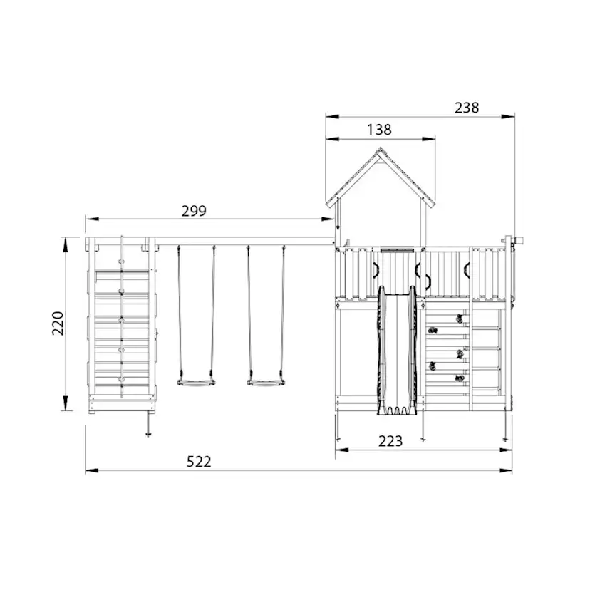 Lektorn Jungle Gym Mansion 2.1 Klättermodul Blå Rutschkana