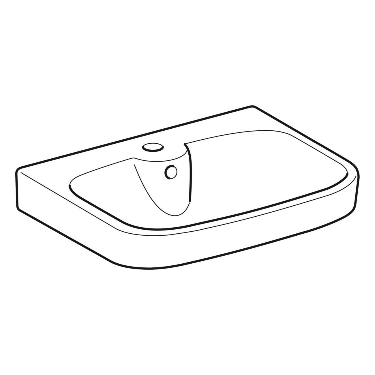 Vinta tvättställ: Vit/Clean, 56x44cm, Kranhål, Överfyllnad Bredd: 560 mm