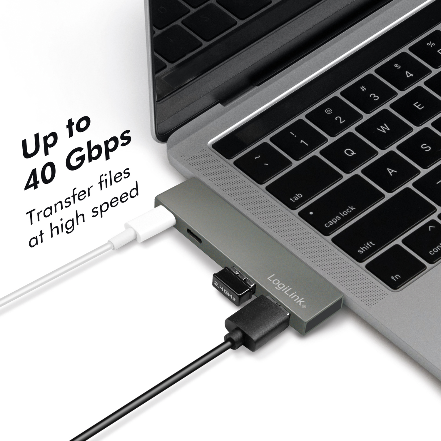 Dual USB 3.2 LogiLink Gen2x2-hub 4-portar PD 100W