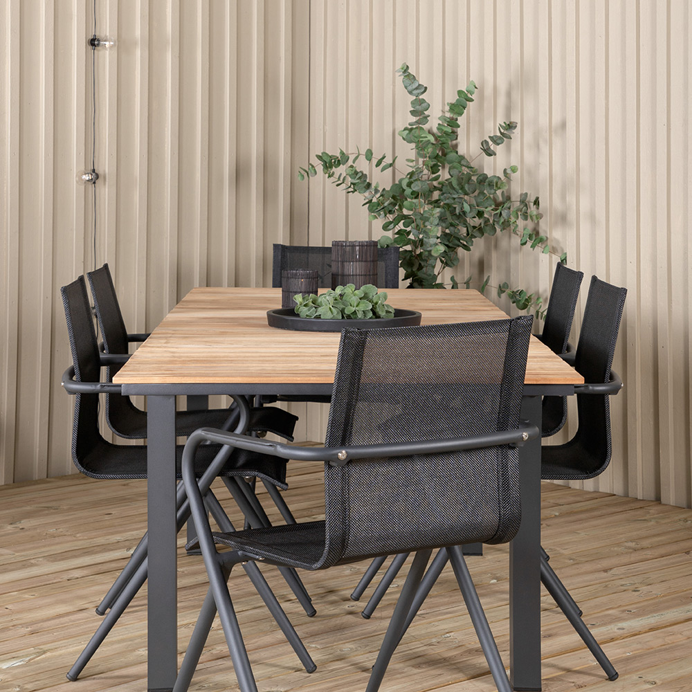 Matgrupp Venture Home Mendi med 6 Act Stolar Svart
