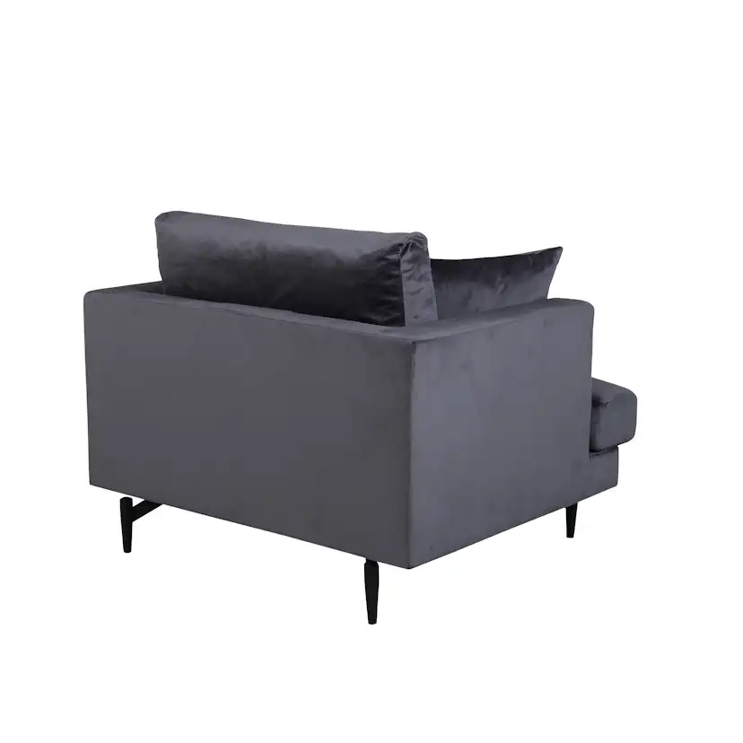 Sofia Single Sofa - Black / Dark Grey Velvet Mörkgrå