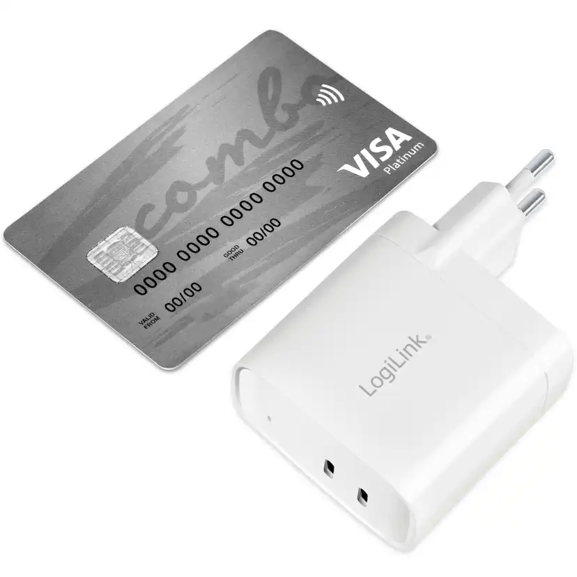 USB-laddare LogiLink 2 x USB-C PD 65W GaN