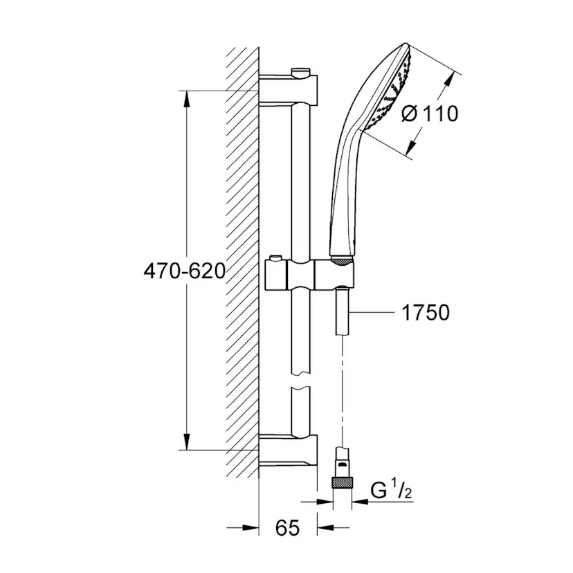 Duschset Grohe Vitalio Joy 110 Mono med stång