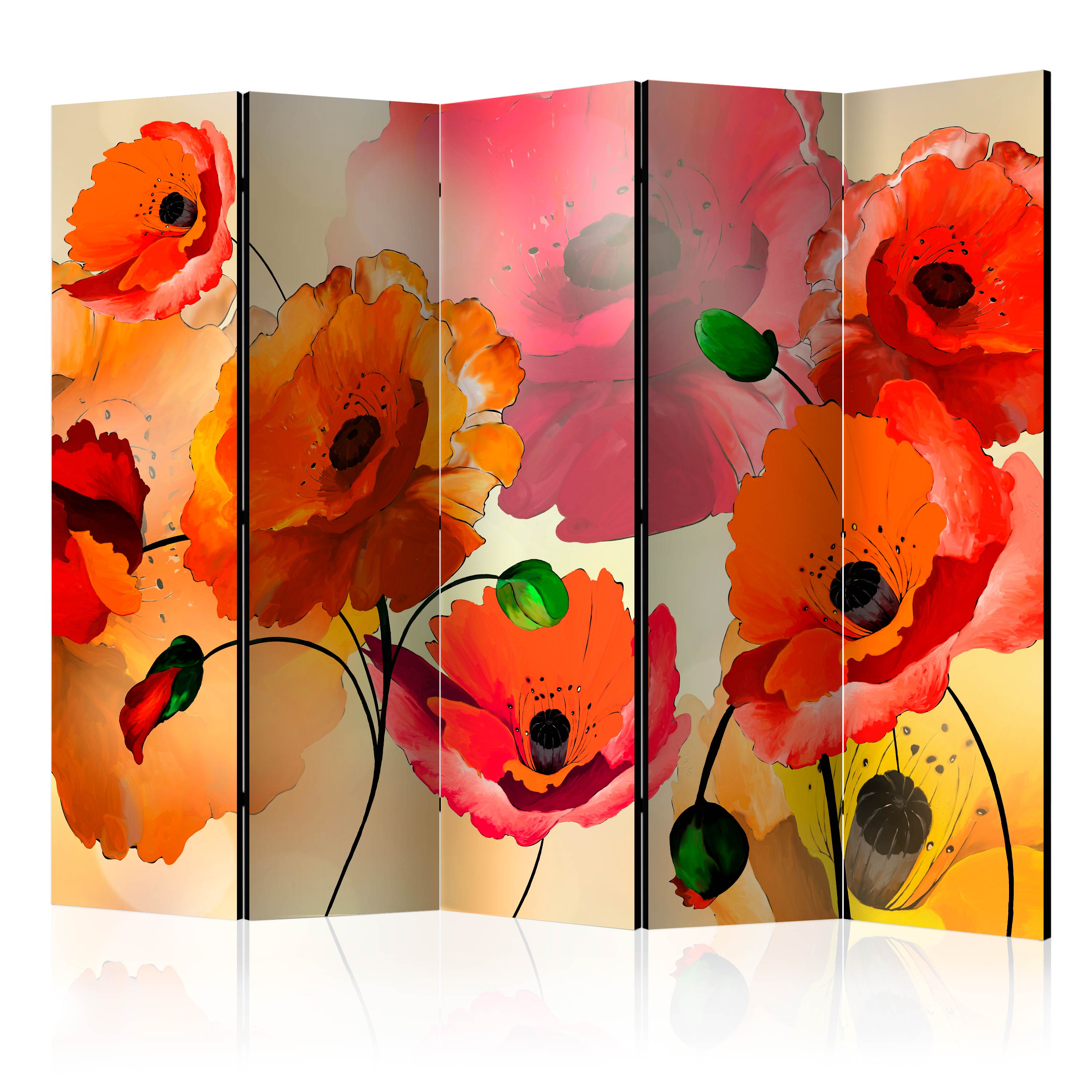 Rumsavdelare Skärmvägg Arkiio Velvet Poppies II Blommor 225x172 cm